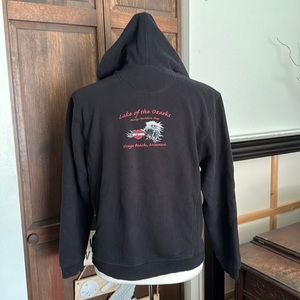Harley black hoodie, front zip, pockets, XL, very good preowned condition. 🚭